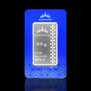 شمش نقره ۵۰ گرمی سوپرانو عیار ۹۹۹.۹